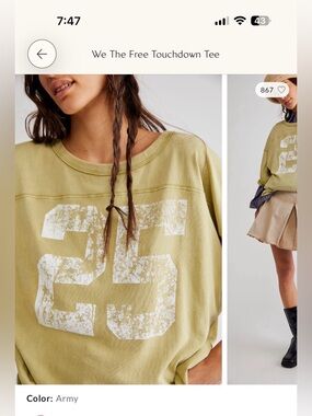 We The Free Olive Green Crewneck Tee with White Label